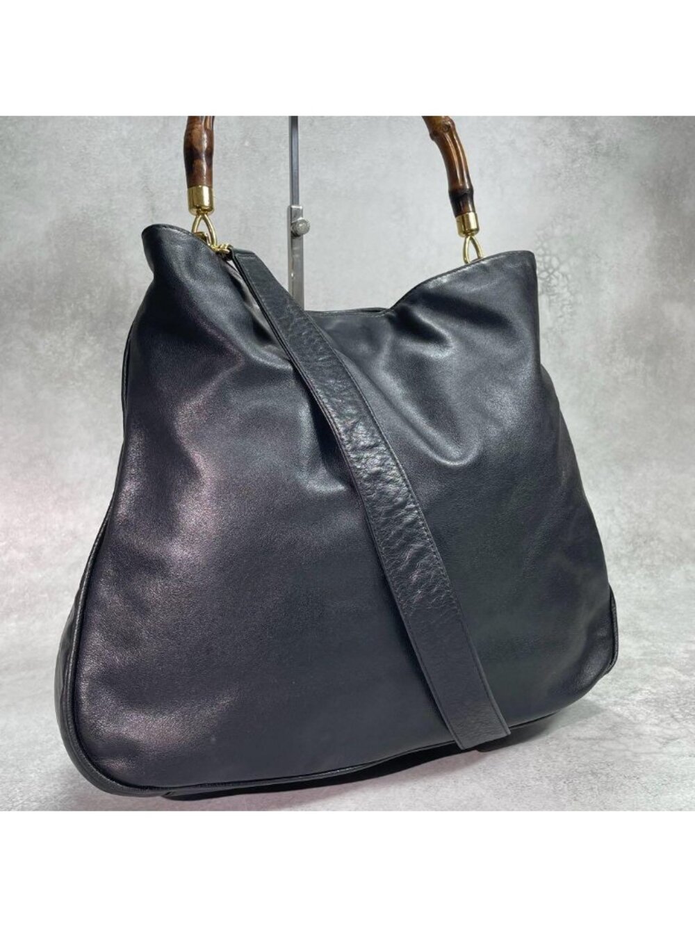 Gucci Shoulder Bag 2-Way Bamboo Black Leather - Picture 1 of 10